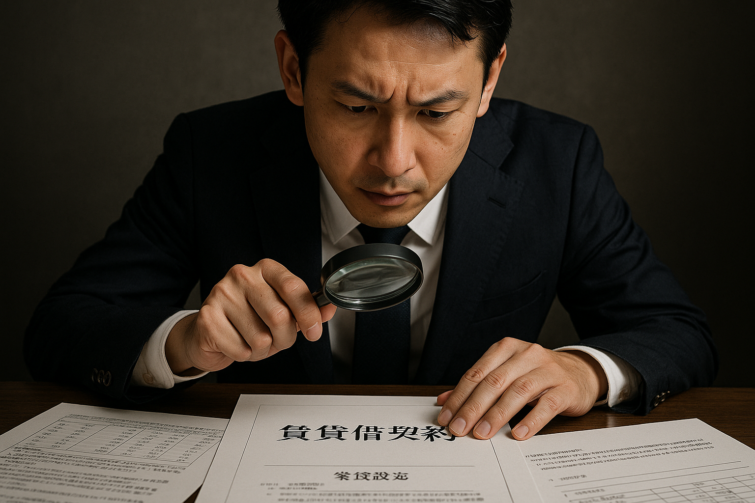 税務調査で役員社宅の家賃設定の根拠書類を厳しくチェックされている様子